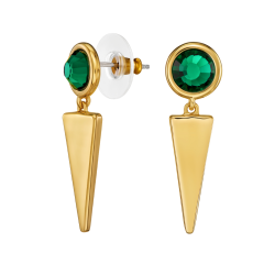 Traveller Drop Earrings - Pendants - Gold Plated - Crystals - Emerald Green - 35 x 10 mm
