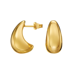 Traveller Earrings - Gold Plated - Drop / Half Moon - 17 x 8 mm