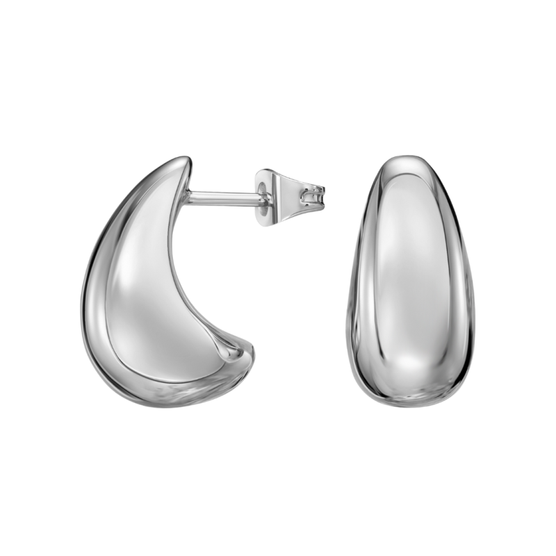 Traveller Ohrstecker - Silbefarben - Tropfen / Halbmond - Palladiniert - 17 x 8 mm - 181282