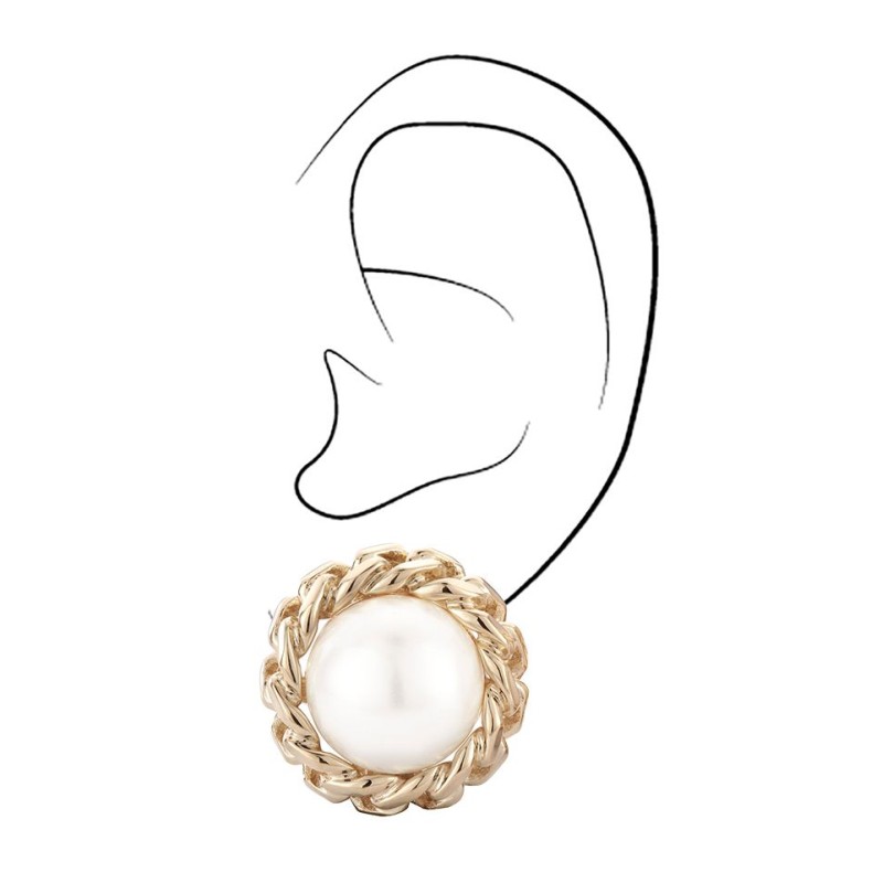 Traveller Ohrclips - 22kt Vergoldet - Perlen - 16mm - Weiß - 25x25 mm