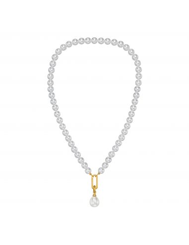 Traveller Dames Parelketting met Hanger - Parels - 8 mm - Wit - Parel - 12x14 mm - Ovaal - 45 cm - Verguld - 114316