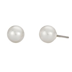 Traveller Ohrstecker - Perle - 6 mm - Weiss - 22kt Vergoldet - 700406