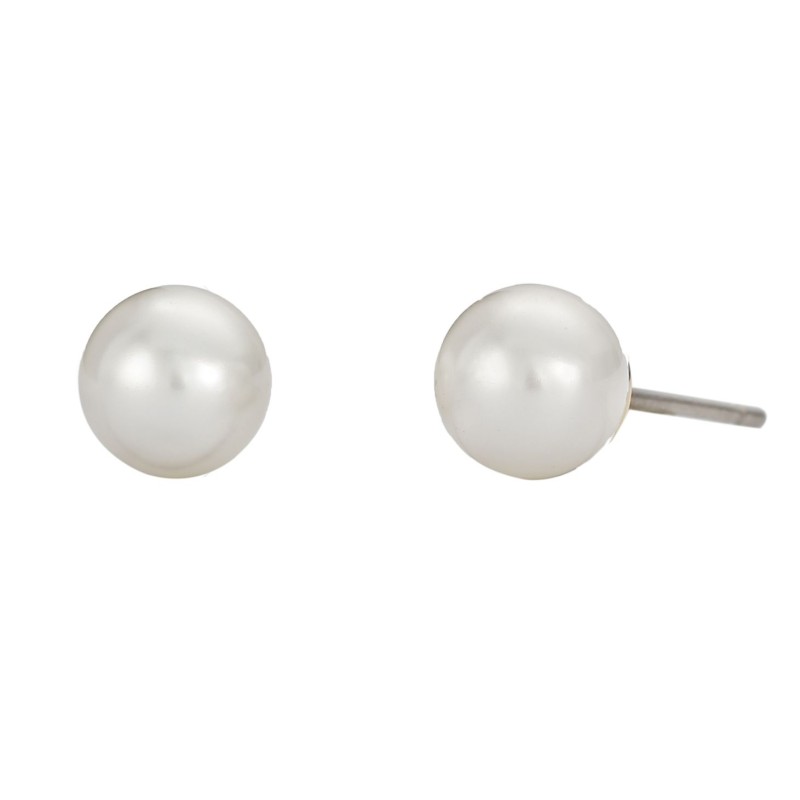 Traveller Ohrstecker - Perle - 6 mm - Weiss - 22kt Vergoldet - 700406