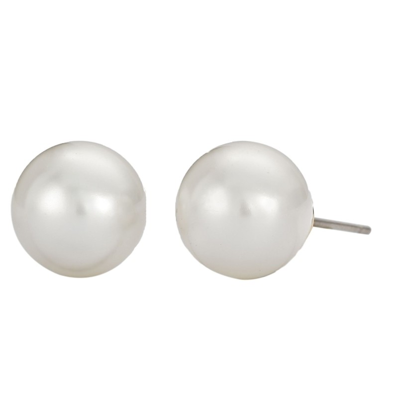 Traveller Ohrstecker - Perle - 10 mm - Weiss - 22kt Vergoldet - 700410