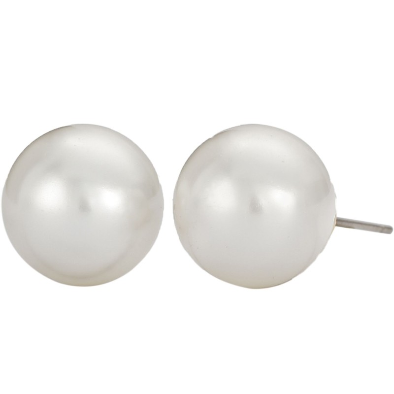 Traveller Ohrstecker - Perle - 12 mm - Weiss - 22kt Vergoldet - 700412