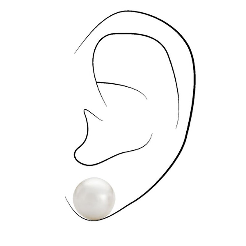 Traveller Pierced Earring - Pearls - 12 mm - White - 22ct Gold Plated - 700412