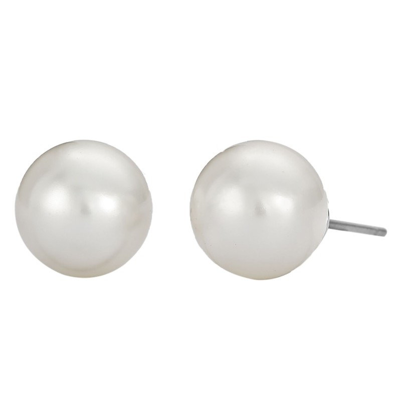 Traveller Ohrstecker - Perle - 10 mm - Weiss - Platiniert - Silberfarben - 700510