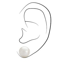 Traveller Earrings - Pearls - 12 mm - White - Platinum Plated - Silver Coloured