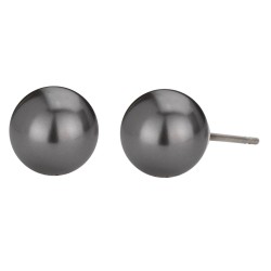 Traveller Oorsteker - Parels - 8 mm - Zwart- Geplatineerd - Zilverkleurig - 718508