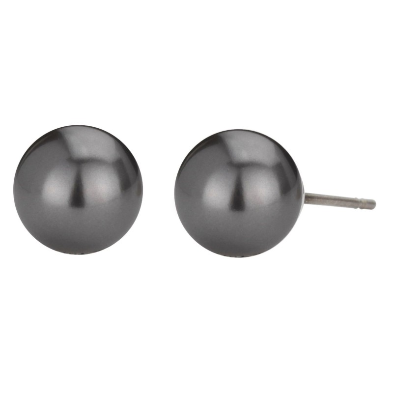 Traveller Ohrstecker - Perle - 8 mm - Schwarz - Platiniert - Silberfarben - 718508
