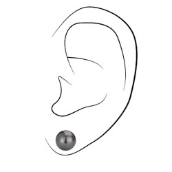 Traveller Earrings - Perals - 8 mm - Black - Platinum Plated - Silver Coloured - 718508