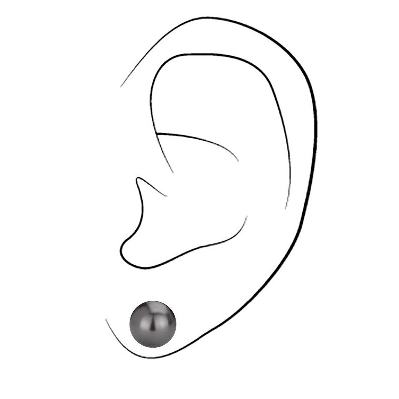 Traveller Ohrstecker - Perle - 8 mm - Schwarz - Platiniert - Silberfarben - 718508