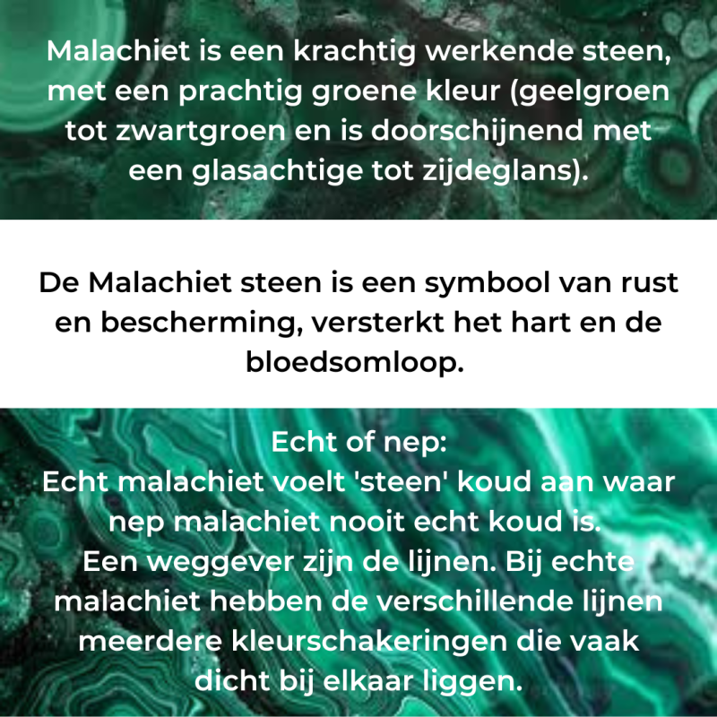 Traveller Ketting met Hanger - 22kt Verguld - Echt Malachiet - Groen - Ø 11mm - 40 + 4 + 4 cm - 112505