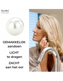 Traveller Clip Oorbellen - Parels - 20 mm - Wit - Geplatineerd - Zilverkleurig - 801120