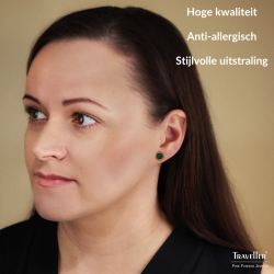 Traveller Ohrstecker - 22kt Vergoldet - Echter Malachit - Grün - Ø 9 mm - Einzigartig - 112506