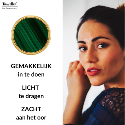 Traveller Oorstekers - 22ct Verguld - Echt Malachiet - Groen - Ø 9 mm - Uniek