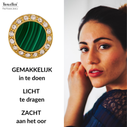 Traveller Oorstekers - 22ct Verguld - Echt Malachiet - Groen - Kristal - Ø 9 mm - Uniek