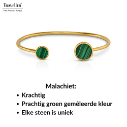 Traveller Bangle - Armband - 22ct Verguld - Echt Malachiet - Groen - 7+10 mm - Uniek - 112509 