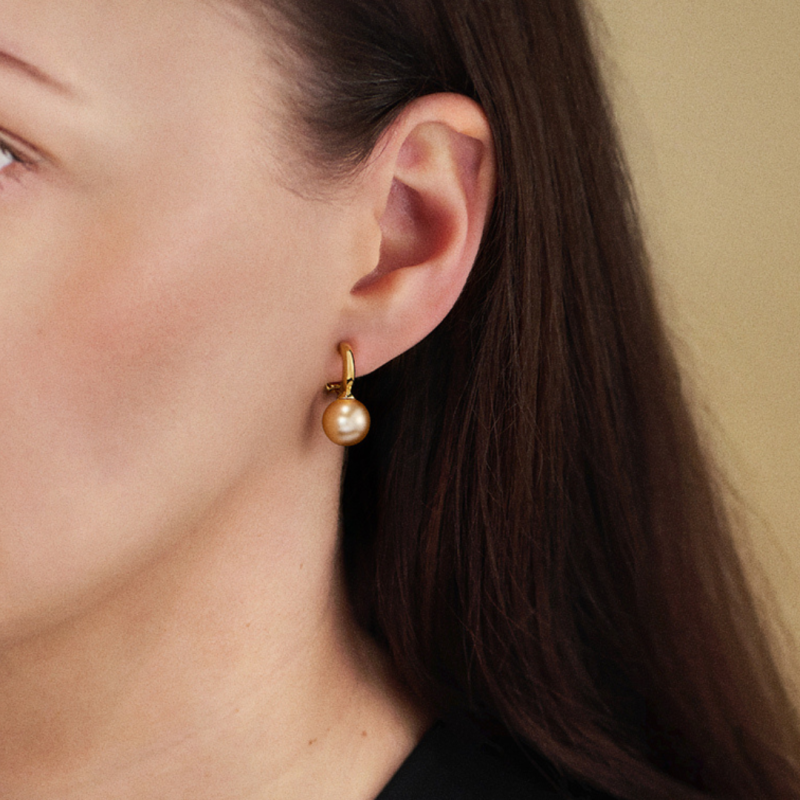 Traveller Clip Oorbellen - Verguld - Parel - 10mm - Brons - 20x10 mm - 114301