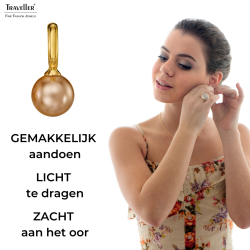 Traveller Clip Oorbellen - Verguld - Parel - 10mm - Brons - 20x10 mm