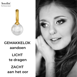 Traveller Oorhangers - Verguld - Parel - 10mm - Wit - 20x10 mm