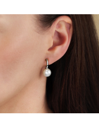 Traveller Ohrhänger - Silberfarben - Perle - 10mm - Weiss - Platiniert - 20x10 mm - 114304