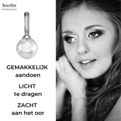 Traveller Oorhangers - Zilverkleurig - Parel - 10mm - Wit - Geplatineerd - 20x10 mm