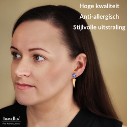 Traveller Oorhangers - Verguld - Kristal - Blauw - 35 x 10 mm - 157752