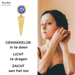 Traveller Oorhangers - Verguld - Kristal - Blauw - 35 x 10 mm