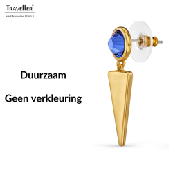 Traveller Oorhangers - Verguld - Kristal - Blauw - 35 x 10 mm - 157752