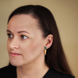 Traveller Drop Earrings - Pendants - Gold Plated - Crystals - Emerald Green - 35 x 10 mm