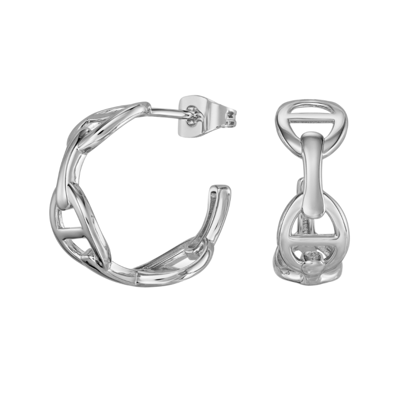 Traveller Creolen - Silberfarben - 3/4 Ring - Theta - Palladiniert - 18 x 7 mm - 181286
