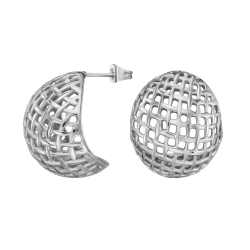 Traveller Oorstekers - Zilverkleurig - Bolvormig Raster - Edelstaal - 23 x 20 mm - 181291