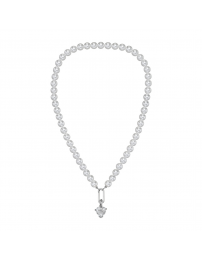 Traveller Dames Parelketting met Hanger - Parels - 8 mm - Wit - Kristal - Hart - 45 cm - Geplatineerd - 114314