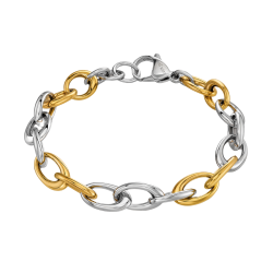 Traveller Armband - Bicolor - Goud & Zilver- Ovale Schakels - Edelstaal & Verguld Edelstaal - 21 cm - 181265