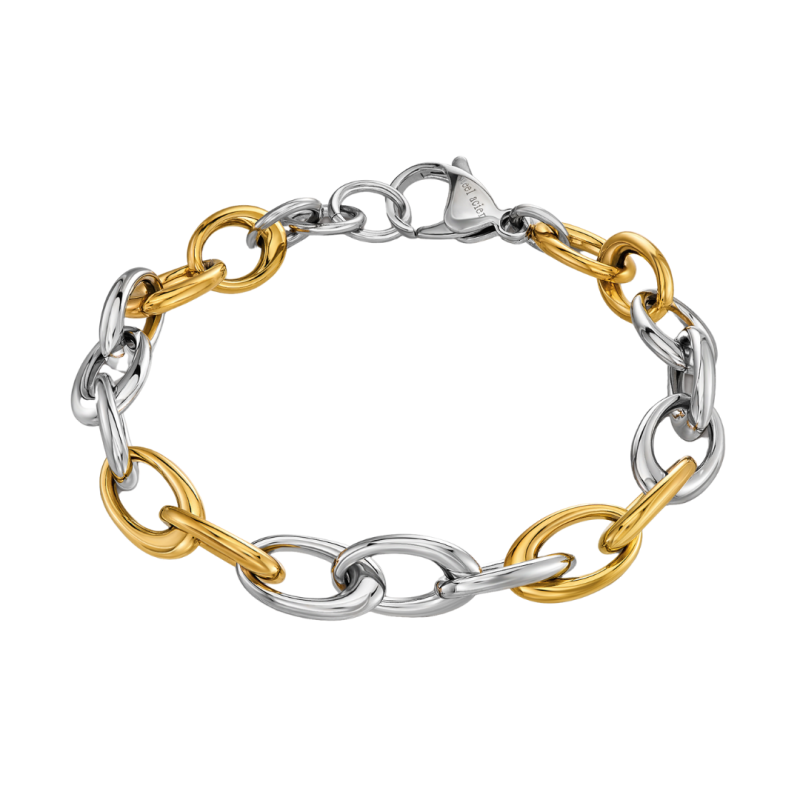 Traveller Armband Dames - Bicolor - Goud & Zilver- Ovale Schakels - Edelstaal & Verguld Edelstaal - 21 cm - 181265