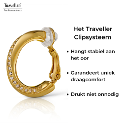 Traveller Clip Oorbellen - Oorringen - Verguld - Kristal - 20 x 4 mm - 157730