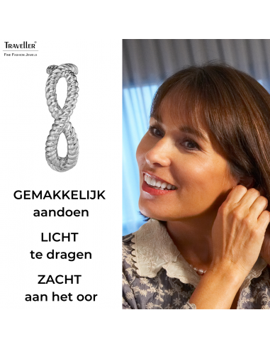 Traveller Clip Oorbellen - Oorringen - Zilverkleurig - Geplatineerd - 24 x 8 mm