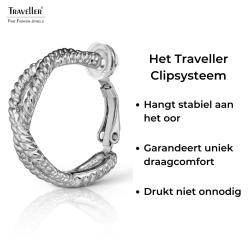 Traveller Clip Oorbellen - Oorringen - Zilverkleurig - Geplatineerd - 24 x 8 mm