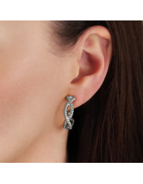 Traveller Clip-on Earrings - Hoops - Silver Coloured - Platinum Plated - 24 x 8 mm - 157733