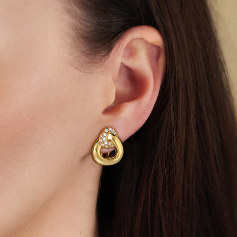 Traveller Clip-on Earrings - Gold Plated - Crystals - Triangle - 20 x 17 mm - 157738