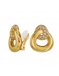 Traveller Clip-on Earrings - Gold Plated - Crystals - Triangle - 20 x 17 mm