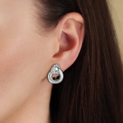 Traveller Clip-on Earrings - Silver Coloured - Crystals - Triangle - Platinum Plated - 20 x 17 mm - 157739