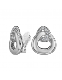 Traveller Clip-on Earrings - Silver Coloured - Crystals - Triangle - Platinum Plated - 20 x 17 mm - 157739