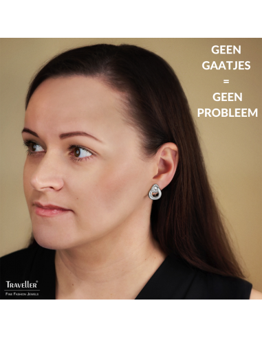 Traveller Clip Oorbellen - Zilverkleurig - Kristal - Driehoek - Geplatineerd - 20 x 17 mm - 157739