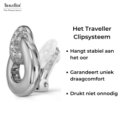 Traveller Clip Oorbellen - Zilverkleurig - Kristal - Driehoek - Geplatineerd - 20 x 17 mm - 157739