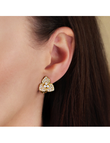 Traveller Clip-on Earrings - Gold Plated - Crystals - Flower - Ø16 mm