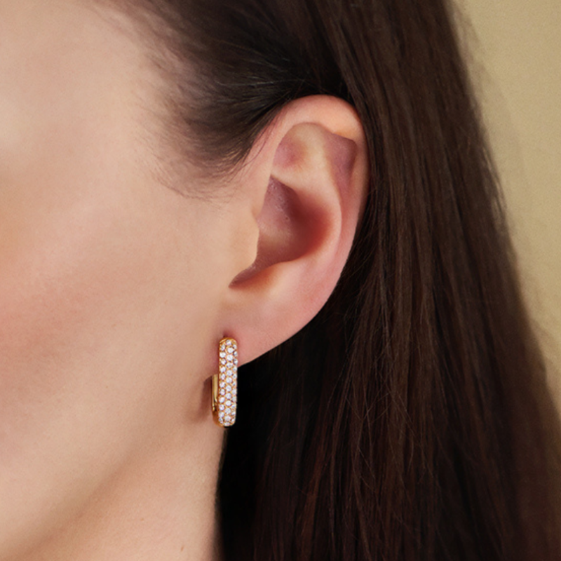 Traveller Oorringen - Verguld - Kristal - Vierkant - Edelstaal - 20 x 14 mm - 166333