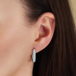 Traveller Oorringen - Zilverkleurig - Kristal - Vierkant - Edelstaal - 20 x 14 mm - 166334