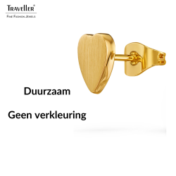Traveller Oorstekers - Verguld - Hart - Edelstaal - 9 x 9 mm